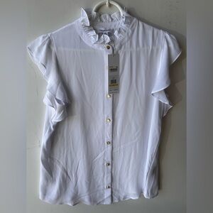 NWT:Calvin Klein; White Sleeveless button up dress shirt:Medium